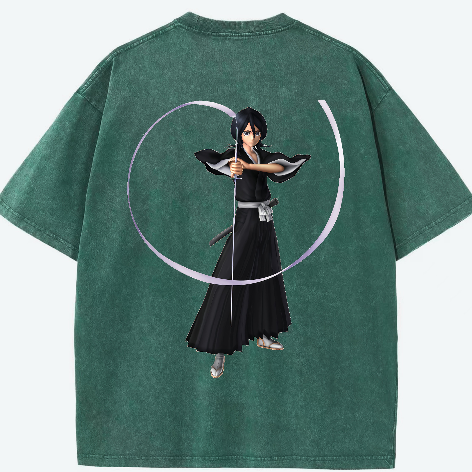（画像用） ブリーチ 朽木ルキア BLEACH Kuchiki Rukia 綿100% ヴィンテージ風 半袖Tシャツ（背面プリント）